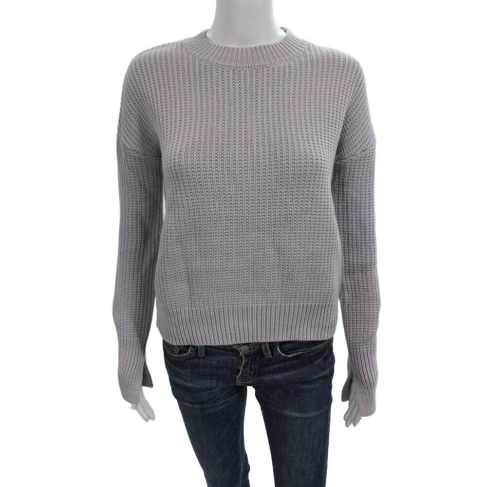 R+A Womens Pullover Sweater Purple 100% Cotton Mock Neck Long Sleeve Size XS